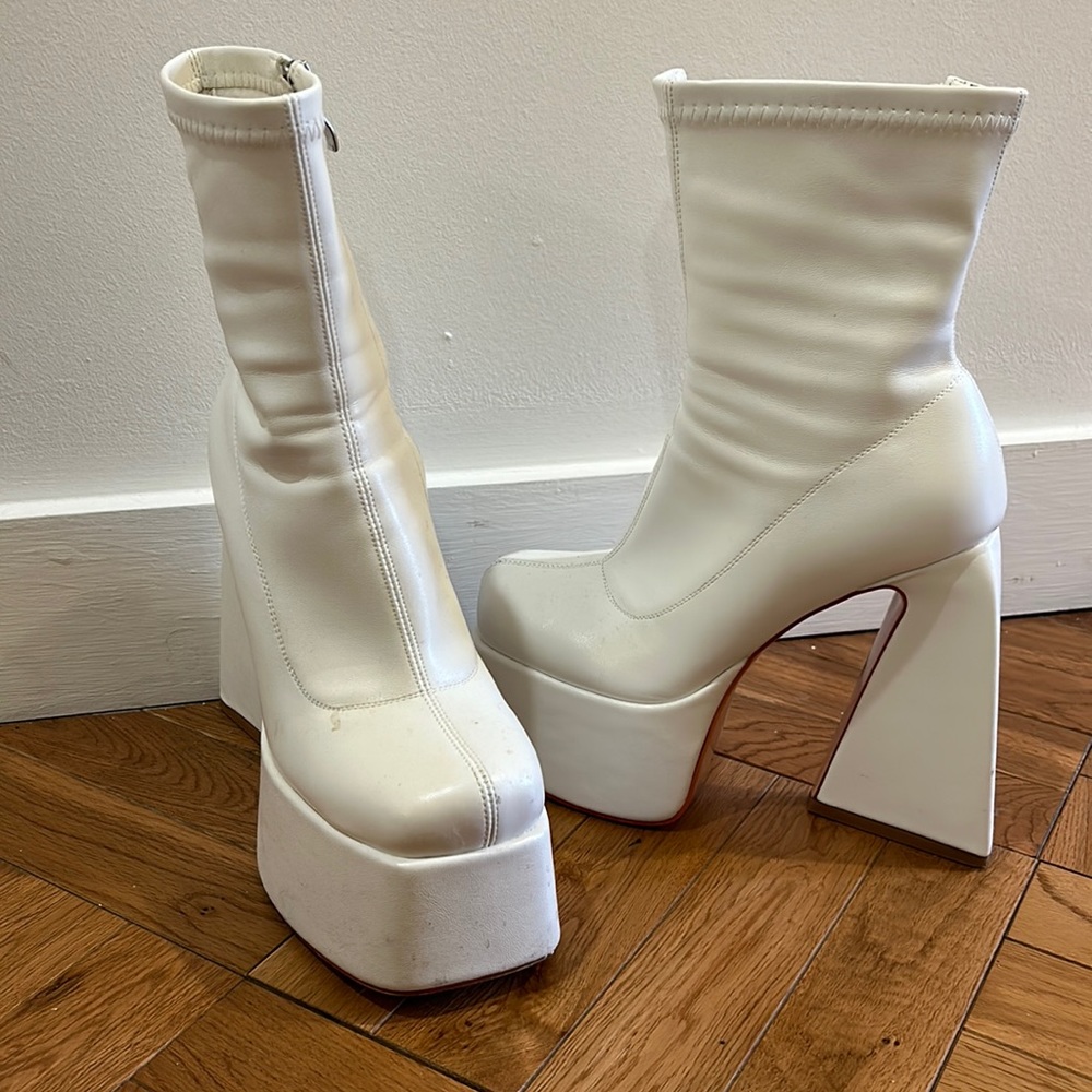 White Platform Boots, Worn Once For Disco Party